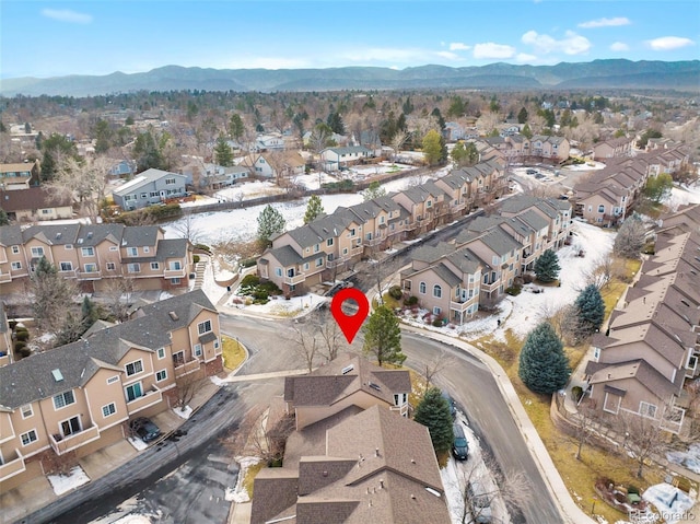 bird's eye view with a mountain view