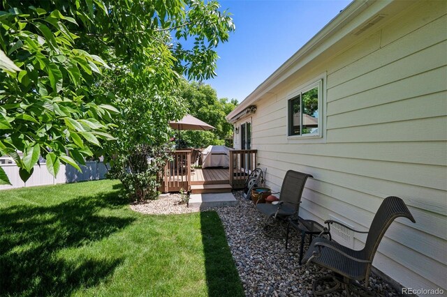 9747 W Peakview Dr, Littleton, CO 80123 - view of yard with a wooden deck
