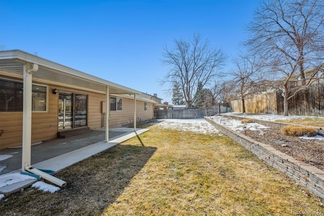 view of yard with a patio and a fenced backyard