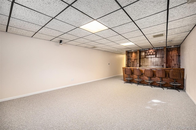 interior space with carpet and bar