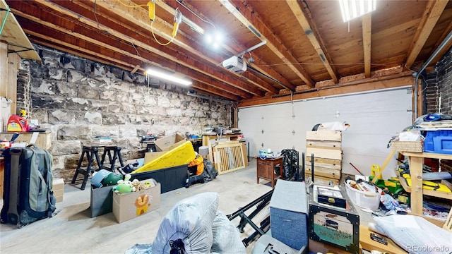 garage with a garage door opener