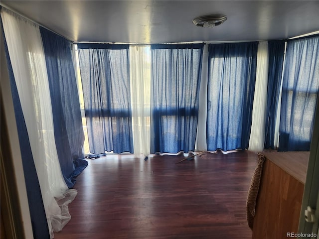 empty room featuring floor to ceiling windows and wood finished floors