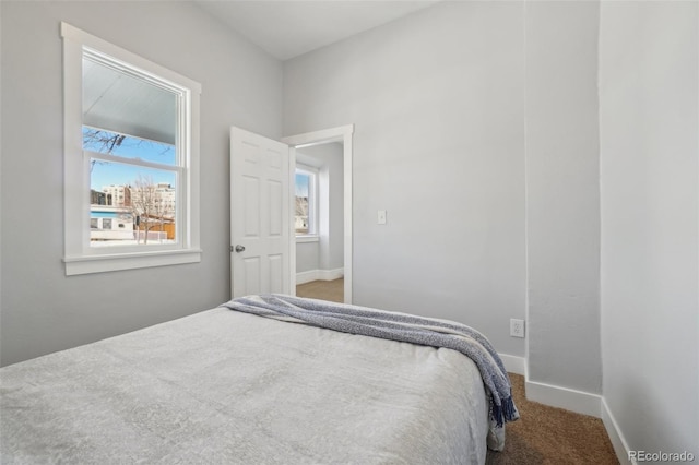 bedroom with multiple windows and carpet flooring