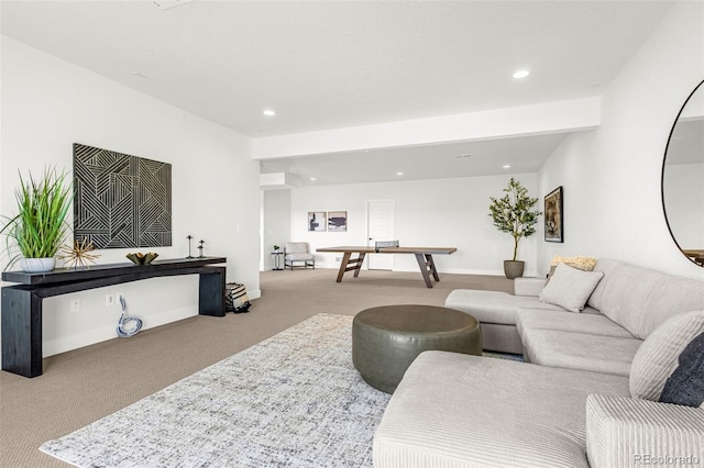 174 Rockingham Cir, Castle Pines, CO 80108 - living area featuring carpet floors, recessed lighting, and baseboards