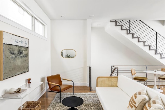 sitting room featuring hardwood / wood-style floors