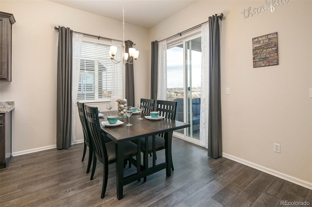 4722 S Netherland St, Centennial, CO 80015 - dining room featuring a chandelier and dark wood-style floors