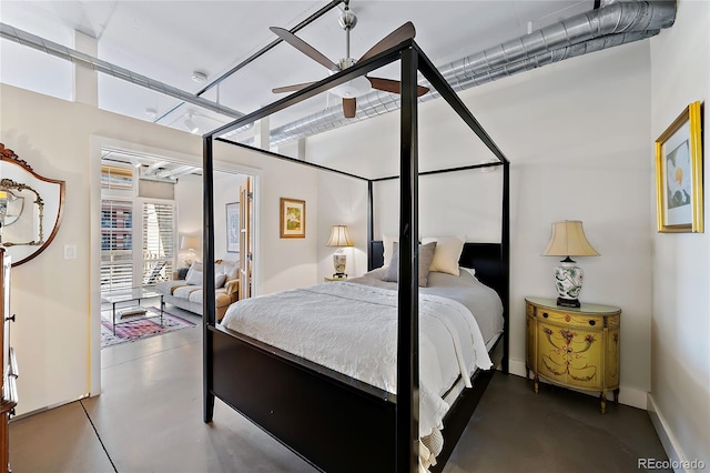 bedroom featuring ceiling fan