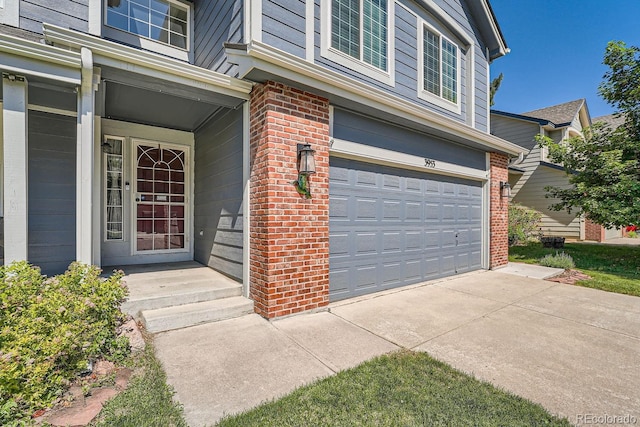 entrance to property with a garage