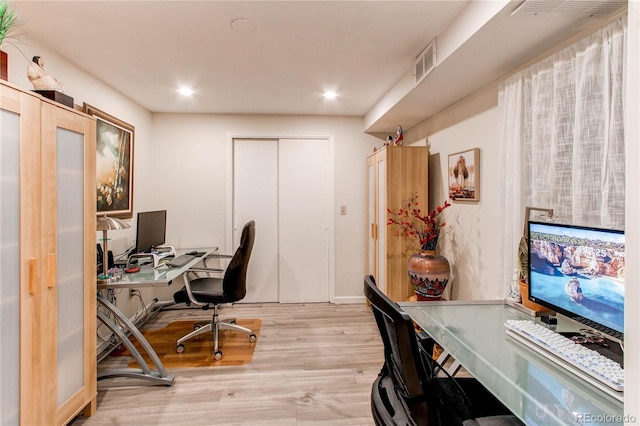 7682 S Cove Cir, Centennial, CO 80122 - office area with light wood finished floors and recessed lighting