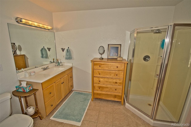3713 Enchanted Way, Crestone, CO 81131 - full bath featuring vanity, tile patterned floors, a stall shower, and toilet