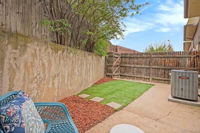 5573 S Lowell Blvd, Littleton, CO 80123 - view of yard with central air condition unit and a patio area