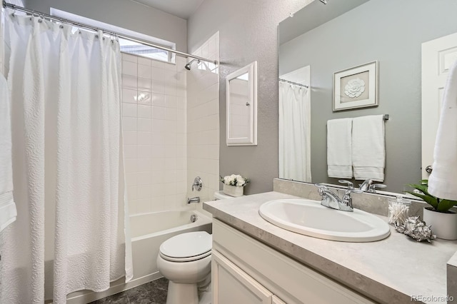 8695 Torrey St, Arvada, CO 80007 - bathroom with toilet, vanity, and shower / bathtub combination with curtain