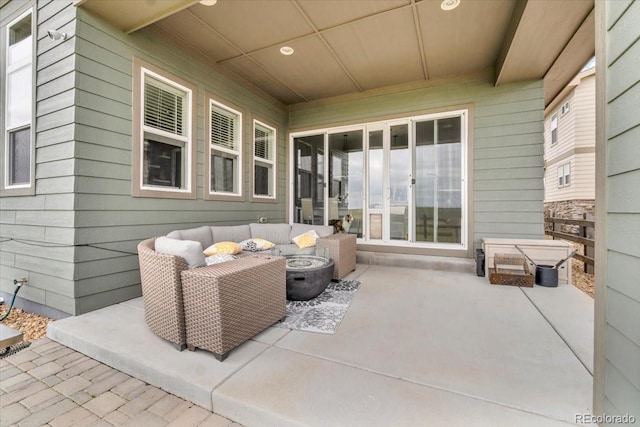 19409 W 88th Dr, Arvada, CO 80007 - view of patio / terrace with an outdoor living space with a fire pit