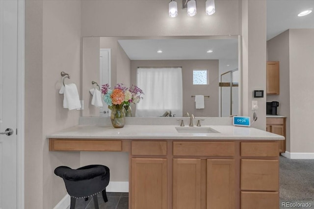 19409 W 88th Dr, Arvada, CO 80007 - full bathroom with a shower stall, vanity, and recessed lighting