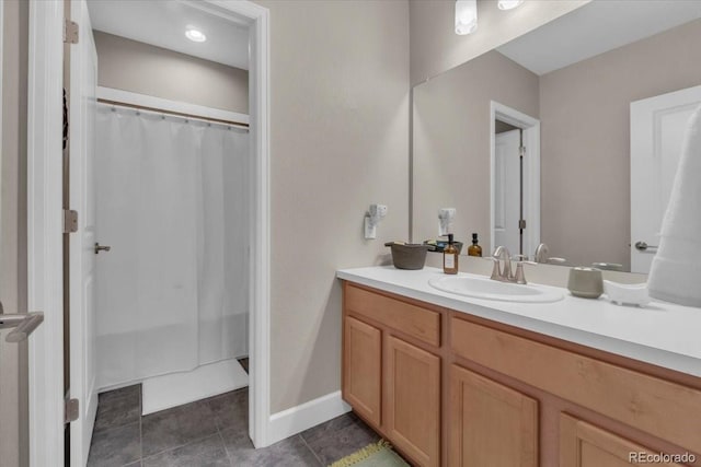 19409 W 88th Dr, Arvada, CO 80007 - bathroom featuring vanity, tile patterned floors, and a shower with shower curtain