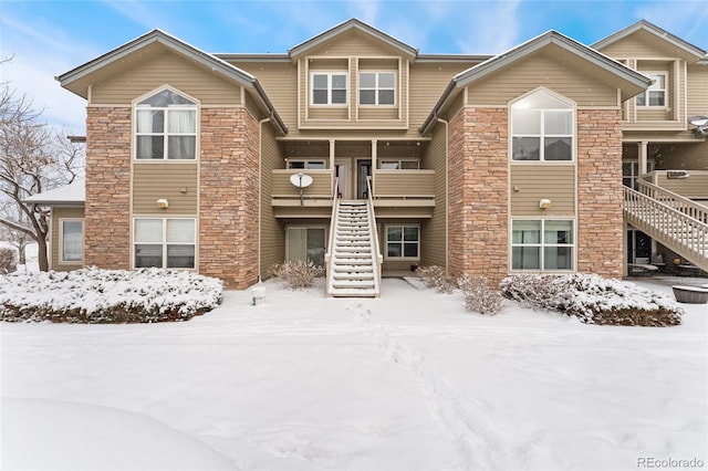 view of snow covered building