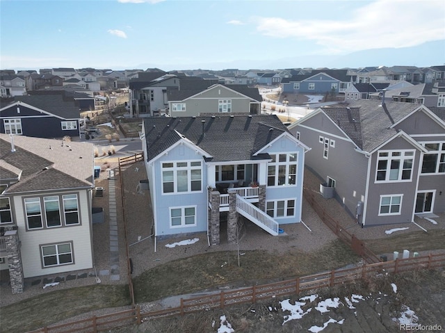 bird's eye view with a residential view