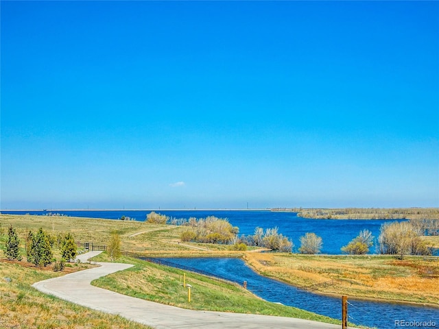 exterior space featuring a water view