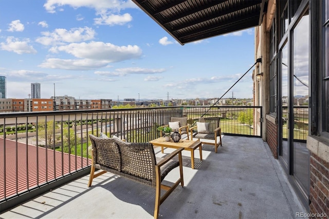 balcony with a view of city