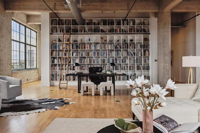 living area featuring wood finished floors