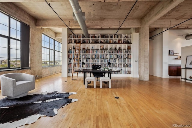 office space featuring hardwood / wood-style floors