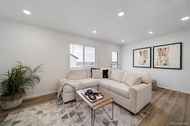 living room with light wood-type flooring