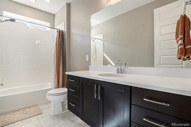 10179 E 59th N Pl, Denver, CO 80238 - bathroom featuring toilet, shower / tub combo, vanity, and tile patterned flooring