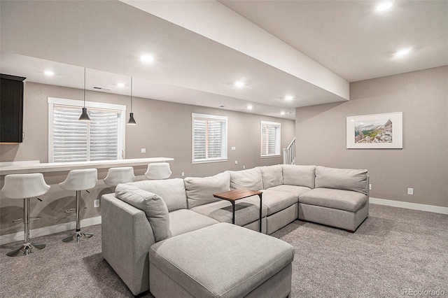 10179 E 59th N Pl, Denver, CO 80238 - carpeted living area featuring recessed lighting, baseboards, and plenty of natural light