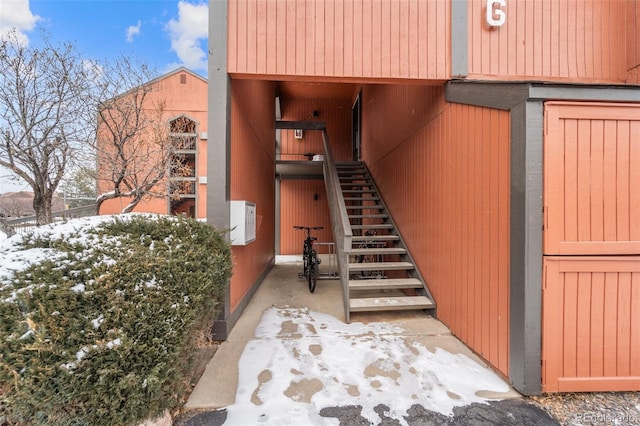 1625 W Elizabeth St Unit G2, Fort Collins, CO 80521 - view of snow covered property entrance