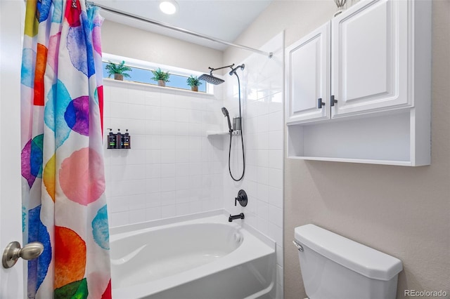 full bath with shower / tub combo and toilet