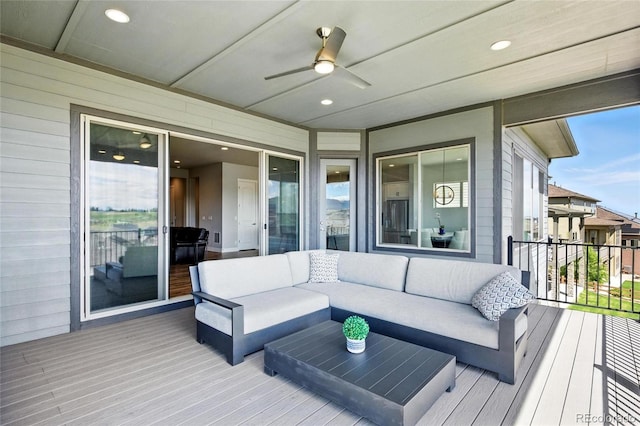 18212 W 95th Pl, Arvada, CO 80007 - deck with ceiling fan and an outdoor living space