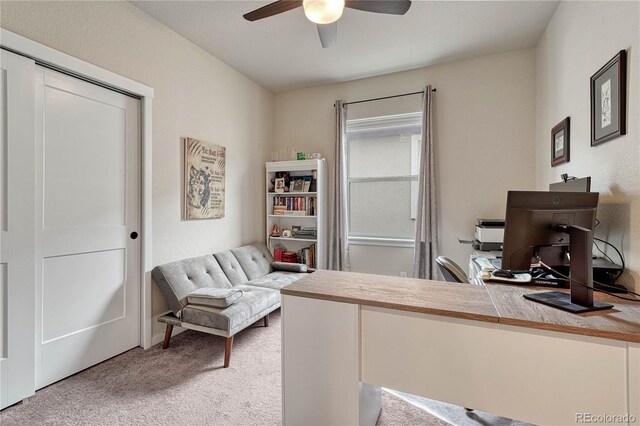 692 Sage Forest Ln, Monument, CO 80132 - home office with light colored carpet and a ceiling fan