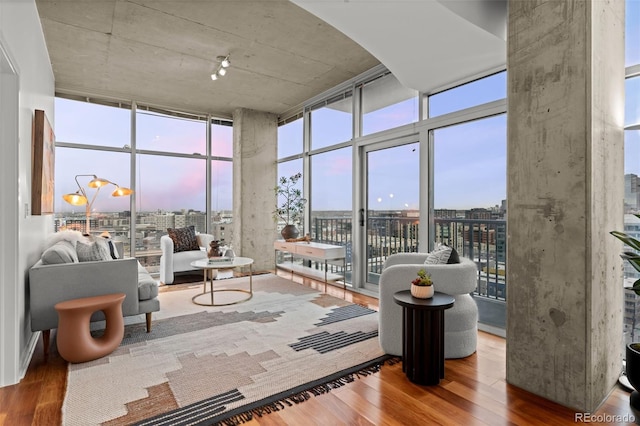 sunroom with a view of city