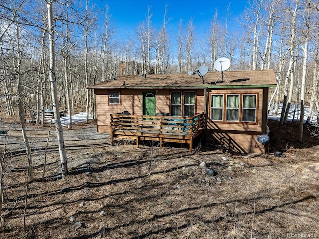 view of front of home with a deck