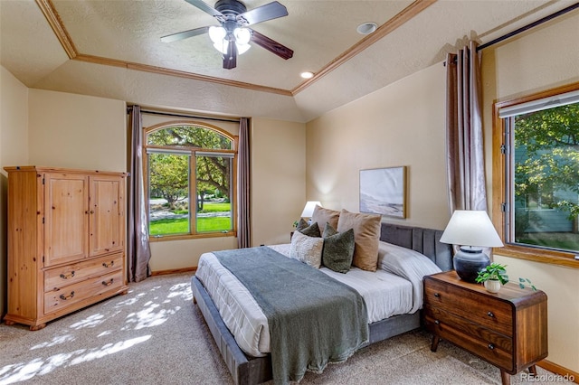 2613 Fox Run Ct, Fort Collins, CO 80526 - bedroom with light carpet, lofted ceiling, baseboards, and ceiling fan