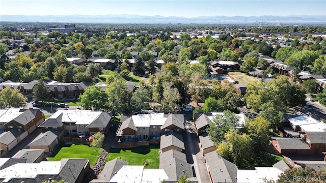 drone / aerial view with a mountain view