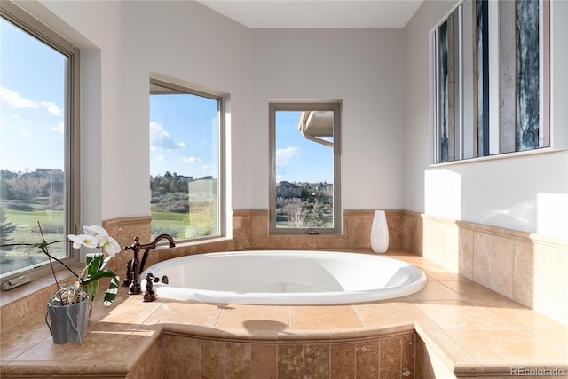 full bath featuring a bath and plenty of natural light