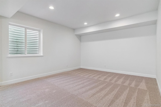 basement with carpet flooring