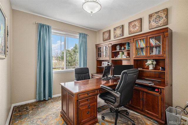7004 S Addison Ct, Aurora, CO 80016 - office area featuring baseboards and carpet flooring