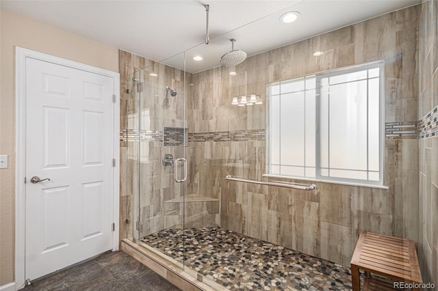 7004 S Addison Ct, Aurora, CO 80016 - bathroom with a stall shower and recessed lighting