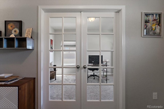 home office with french doors