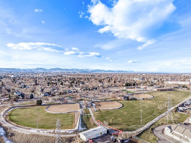 drone / aerial view with a mountain view