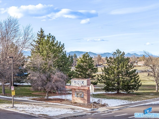 exterior space featuring a mountain view