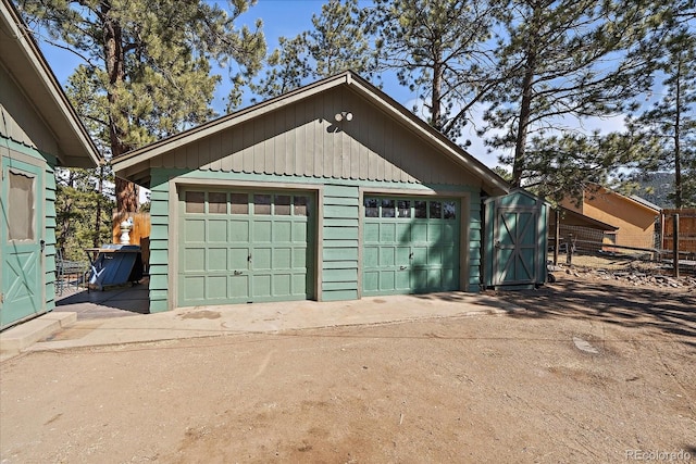 view of detached garage