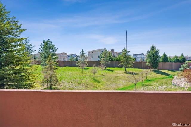 view of yard featuring fence