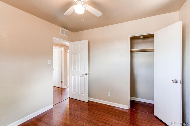 9150 Lilly Ct, Thornton, CO 80229 - unfurnished bedroom featuring wood finished floors, a closet, and a ceiling fan