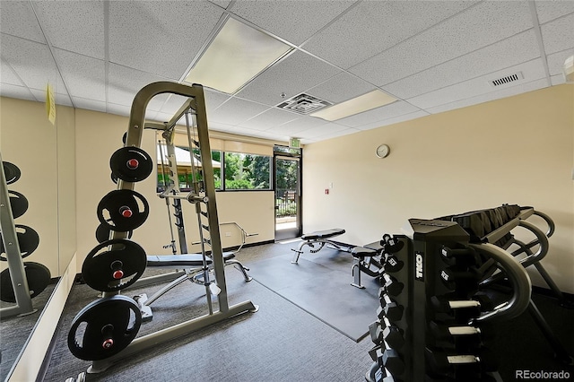 635 S Alton Way Unit 6A, Denver, CO 80247 - gym featuring a drop ceiling
