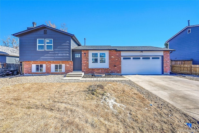 split level home with a garage