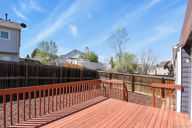 wooden deck featuring a fenced backyard