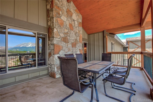 107 Ski Watch Rd Unit 32, Breckenridge, CO 80424 - view of patio with outdoor dining space and a mountain view